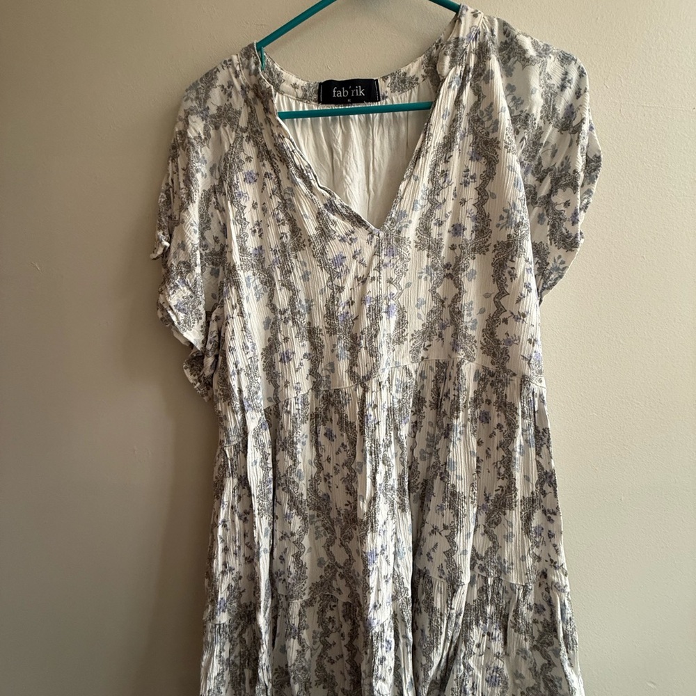 Fab'rik Women's Floral Dress - Cream and Green